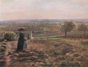 La Route de Rouen, les hauteurs de l´Hautil, Pontoise av Camille Jacob Pissarro